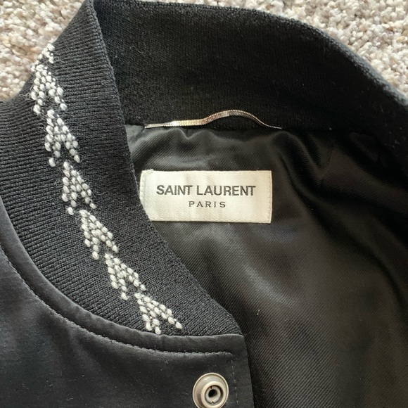 Saint Laurent Satin-Wool Teddy jacket with embroidered sleeves - Picture 11 of 16